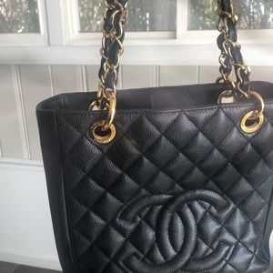 CHANEL Petit Shopping Tote Quilted Chain Bag